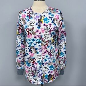 NWT Cherokee Scrub Jacket XS Paws For A Cause Cats & Dogs Scrubs Vet Warm Up